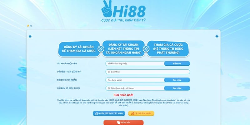 Đăng ký tài khoản Hi88 nhận tiền mặt 58k